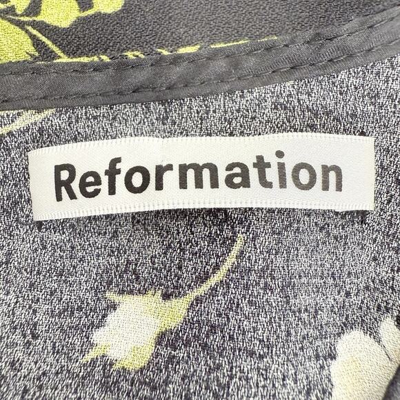 Reformation Floral Print Midi Dress Size 2 Black Floral Long Sleeve Cocktail - Picture 10 of 16